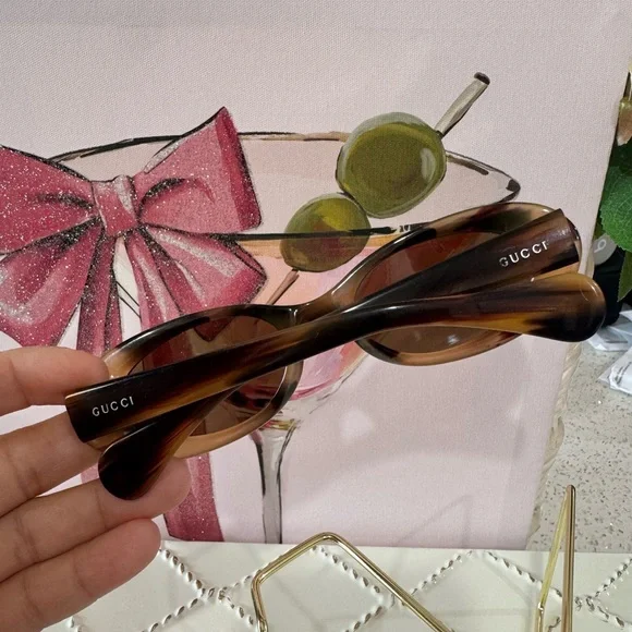 🤎Gucci Sunglasses Brown GG2420/S 3CX 52/19 Oval type With Side logo - Picture 15 of 17